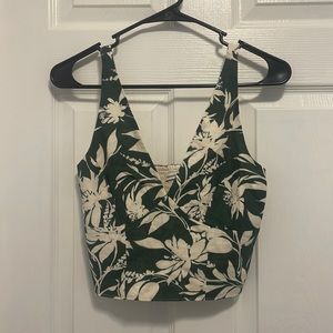 A&F linen floral corset top